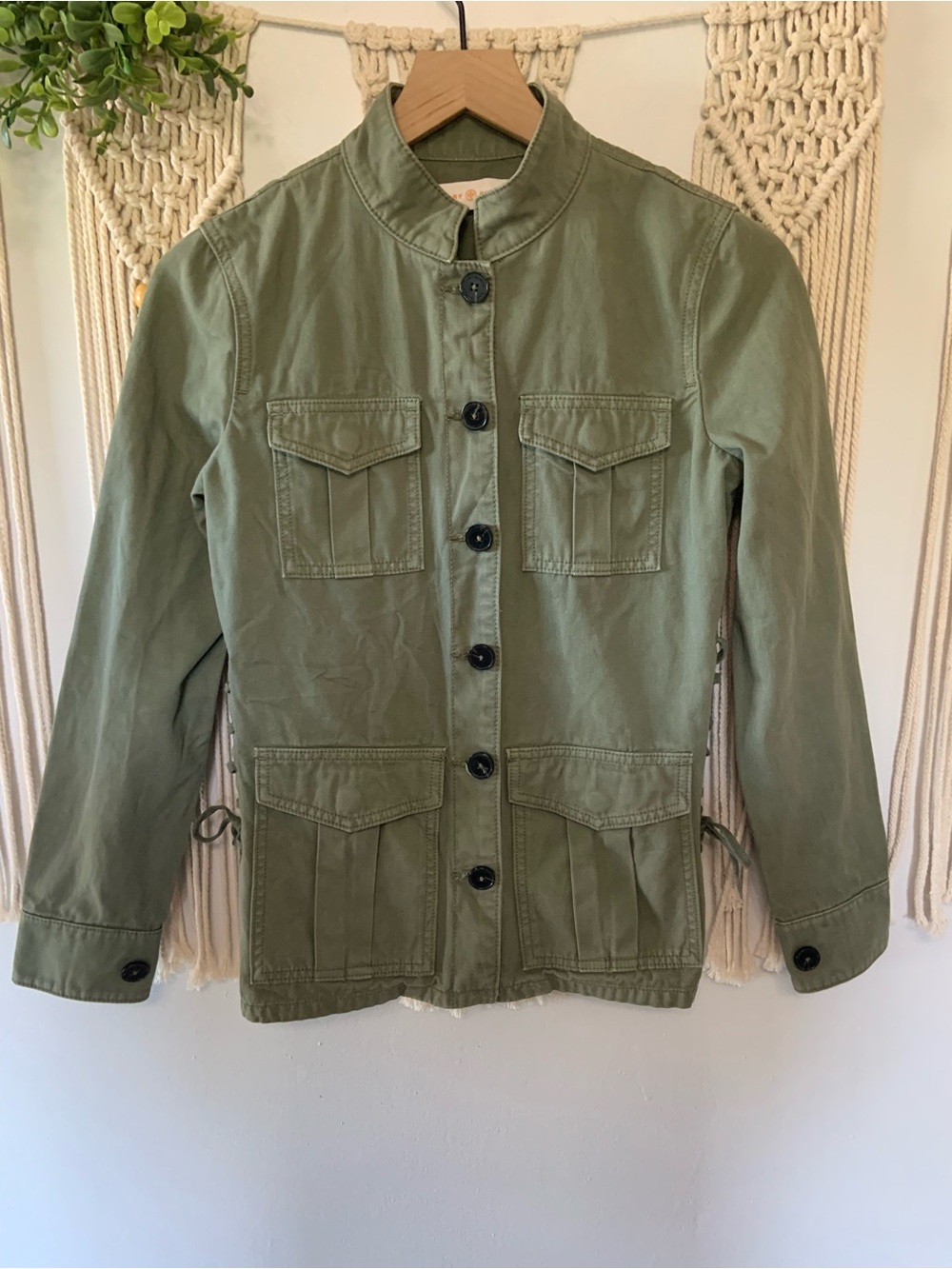 TORY BURCH Field Military Utility Lace Up Jacket Green Size XS - Picture 2 of 16